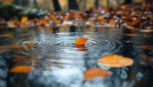 Autumn Leaf Water Ripple 4K Mobile Wallpaper Free Fall Season