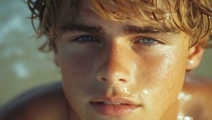 Blue Eyes Blonde Hair Boy Portrait Mobile Wallpaper Background