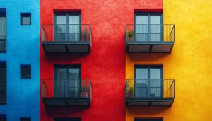 Colorful Building Facade Mobile Wallpaper - Abstract Architecture Background