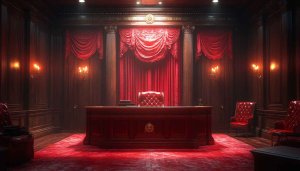 Luxury Courtroom Wallpaper, Classic Judge's Chamber 4K Desktop Background