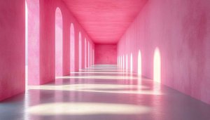 Aesthetic Pink Hallway Background - Arches and Sunlight Mobile Wallpaper