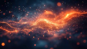 Sparkling Particle Flow 4K Desktop Wallpaper Abstract Orange Waves