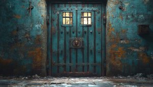 Distressed Teal Dungeon Door Mobile Background - Free 4K Wallpaper
