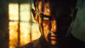 Sweaty Dramatic Portrait Wallpaper - Intense Gaze Mobile Background