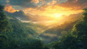 Lush Green Mountain Valley Sunrise Mobile Background Free Wallpaper