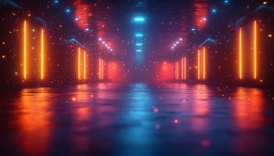 Abstract Neon Lit Tunnel Wallpaper for 4K Desktop Backgrounds