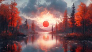 Autumn Sunset Lake 4K Desktop Wallpaper Landscape Nature Background