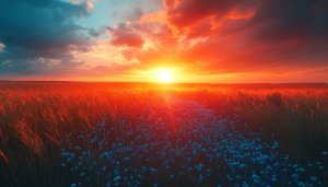 Fiery Sunset Field 4K Desktop Backgrounds and Mobile Wallpaper