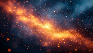 Abstract Galaxy Space Wallpaper, Orange Sparkling Particles, 4K Desktop Background