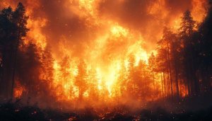 Forest Fire 4K Wallpaper: Burning Trees Wildfire Desktop Background