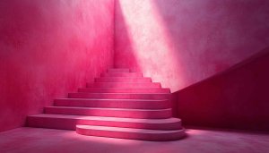 Pink Stairs Aesthetic Wallpaper, Minimalist Architecture Mobile and Desktop Background