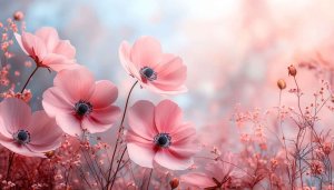Pink Anemone Flower 4K Mobile Wallpaper, Floral Spring Background
