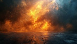 Fiery Abstract 4K Desktop Background, Orange and Blue Wall Texture