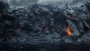 Volcanic Rock 4K Desktop Wallpaper, Lava Seascape Background