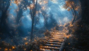 Enchanted Forest Steps 4K Desktop Background Free Mobile Wallpaper