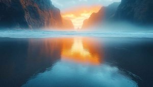 Golden Hour Beach Reflection 4K Desktop Mobile Background Wallpaper