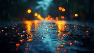 Rainy Night Street Lights Reflections Mobile Wallpaper HD Background