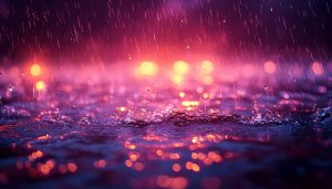 Rainy Night City Lights Mobile Wallpaper, Purple Tone 4K Background