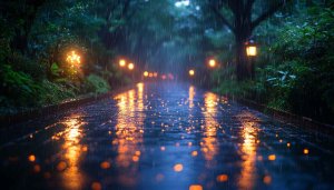 Rainy Night Street Lights Scenery Mobile Wallpaper 4K Background
