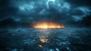 Stormy Sea Fire Wallpaper for Desktop Backgrounds, Free Mobile Wallpaper