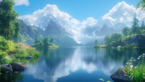 Scenic Mountain Lake 4K Desktop Background Wallpaper Nature Scenery