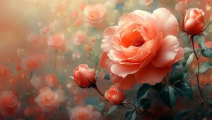 Elegant Peach Roses Desktop Wallpaper | Free Floral Background