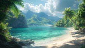 Tropical Beach Paradise 4K Desktop Backgrounds, Serene Ocean Wallpaper