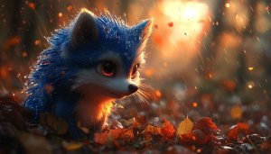 Cute Blue Fox Fall Rain Wallpaper 4K Desktop Background