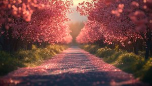 Cherry Blossom Tree Path 4K Mobile Wallpaper Spring Scenery
