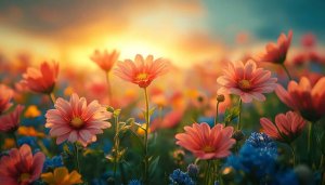 Pink Flower Field Wallpaper for Desktop Backgrounds and Mobile Use