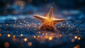 Glowing Starfish on Beach Mobile Wallpaper, 4K Desktop Background