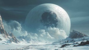 Dyson Sphere Winter Landscape 4K Desktop Wallpaper Free Mobile Background