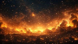 Fiery Stars 4K Mobile Wallpaper: Glowing Orange Night Sky Background