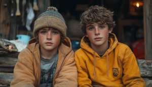 Young Brothers Freckles Portrait Mobile Wallpaper, Free Rustic Home Background