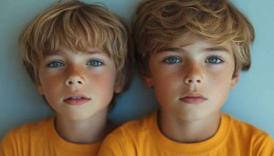Twin Boys Portrait Photo 4K Background, Freckled Children Wallpaper