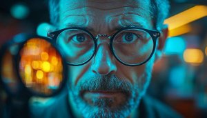 Intense Portrait Man Wearing Glasses 4K Desktop Wallpaper