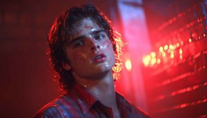 Young Man Covered in Blood Mobile and Desktop Wallpaper