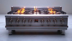 Stainless Steel Stove Top Flames Kitchen Appliance 4K Wallpaper