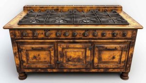 Rustic Kitchen Stove Decor Wallpaper, Vintage Cooking Range Image