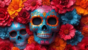 Day of the Dead Sugar Skulls 4K Desktop Mobile Wallpaper