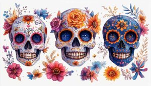 Day of the Dead Sugar Skull Art Mobile Phone Wallpaper