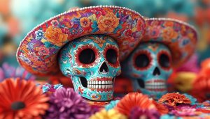 Day of the Dead Sugar Skull Mobile Wallpaper Background Festive