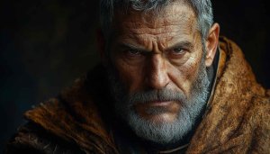 Gritty Medieval Warrior Man Portrait 4K Mobile Wallpaper