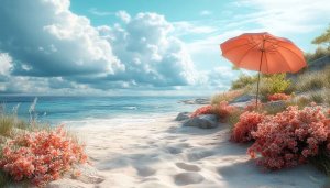 Free Beach Scenery 4K Wallpaper, Aesthetic Coastal Desktop Background