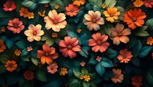 Floral Desktop Wallpaper: Peach and Orange Flowers 4K Background