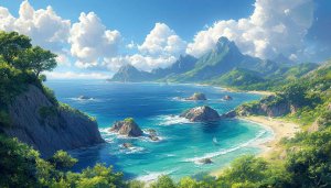 Tropical Island Coastline 4K Desktop Wallpaper Free Mobile Background