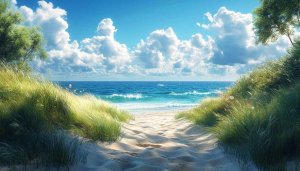 Serene Beach Path Mobile Wallpaper Free Ocean 4K Background