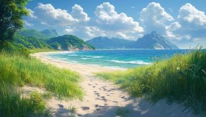 Beach Landscape Scenery Wallpaper, Ocean View Desktop Background, Mobile Wallpaper