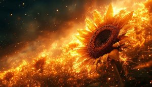 Burning Sunflower Wallpaper for Desktop Background | Free Sunflower Art