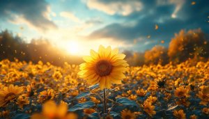 Sunflower Field Wallpaper: Golden Sunset, Floral Background for Desktop, Mobile